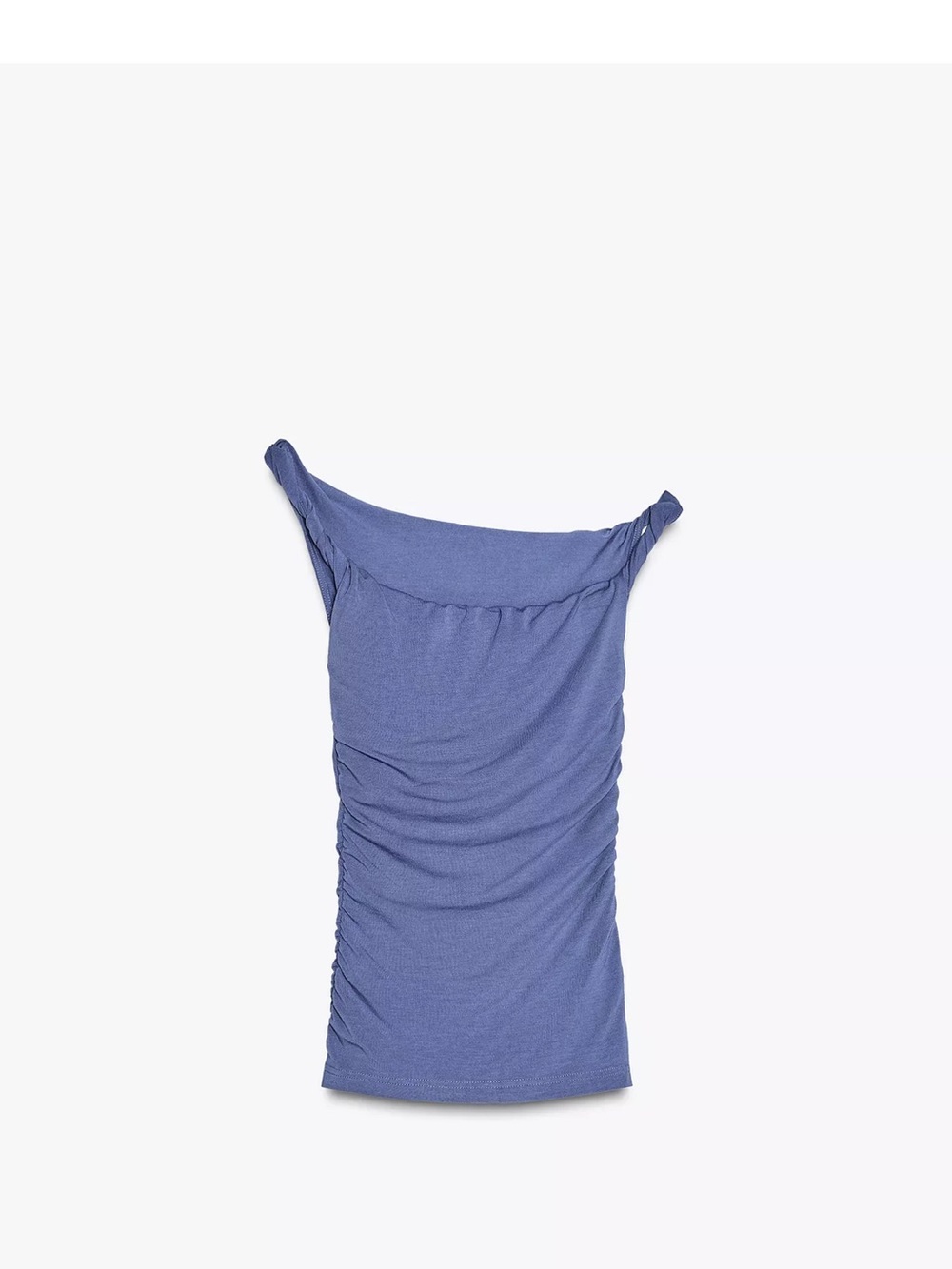 Zara Blue Off-Shoulder Ruched Tank Top